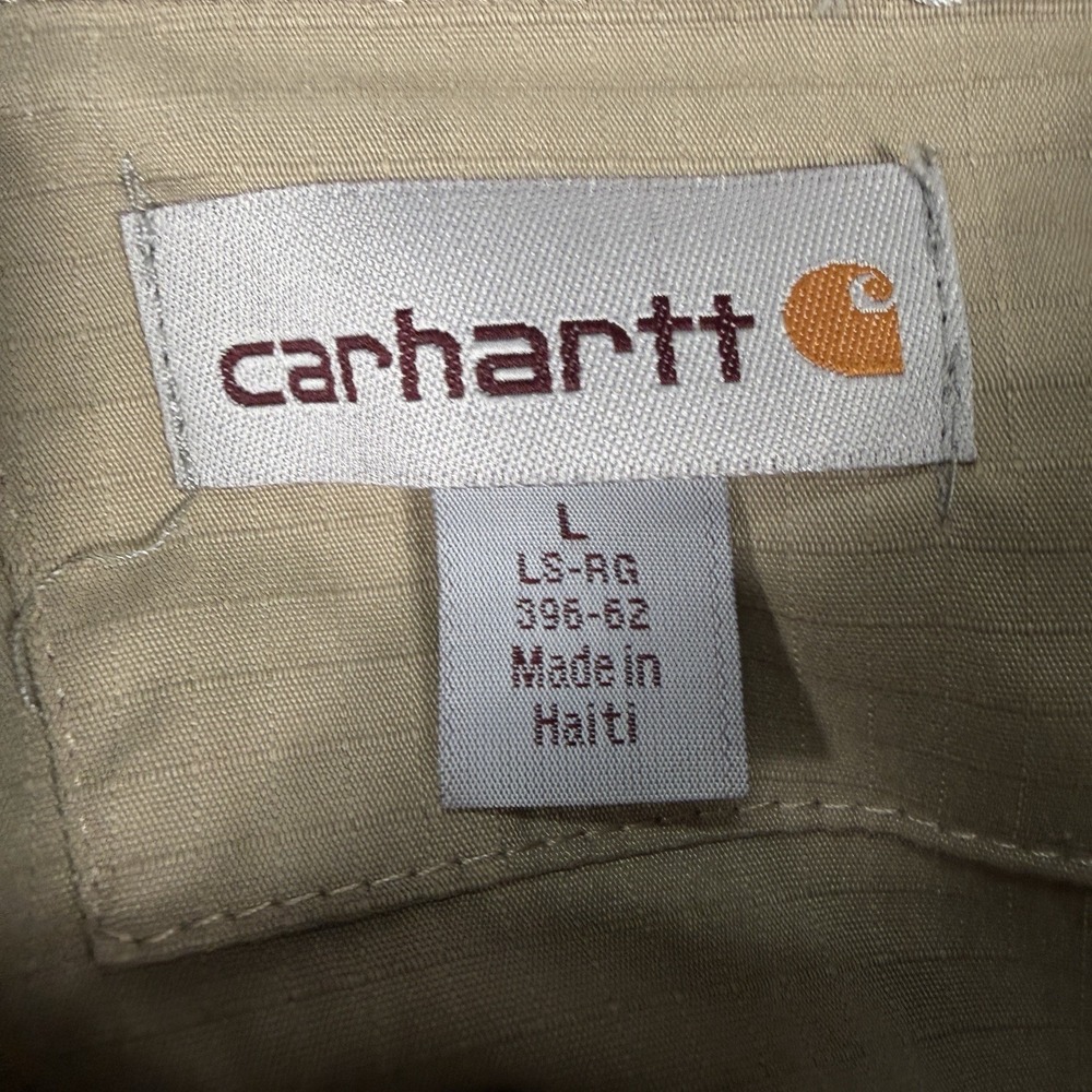 Carhartt Button Up Shirt Mens Large Tan Long Sleeve Vented Workshirt Workwear - Picture 5 of 12